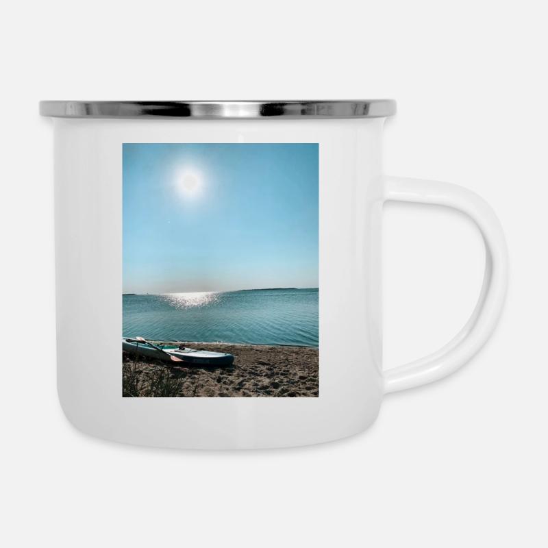 Sunset Chill - Emaille-Tasse - Weiß