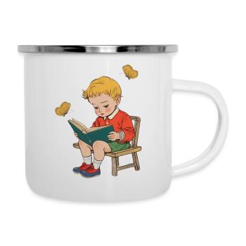 Bookworm, Fairytale, Back to School - Emaille-Tasse - Weiß - Rechts