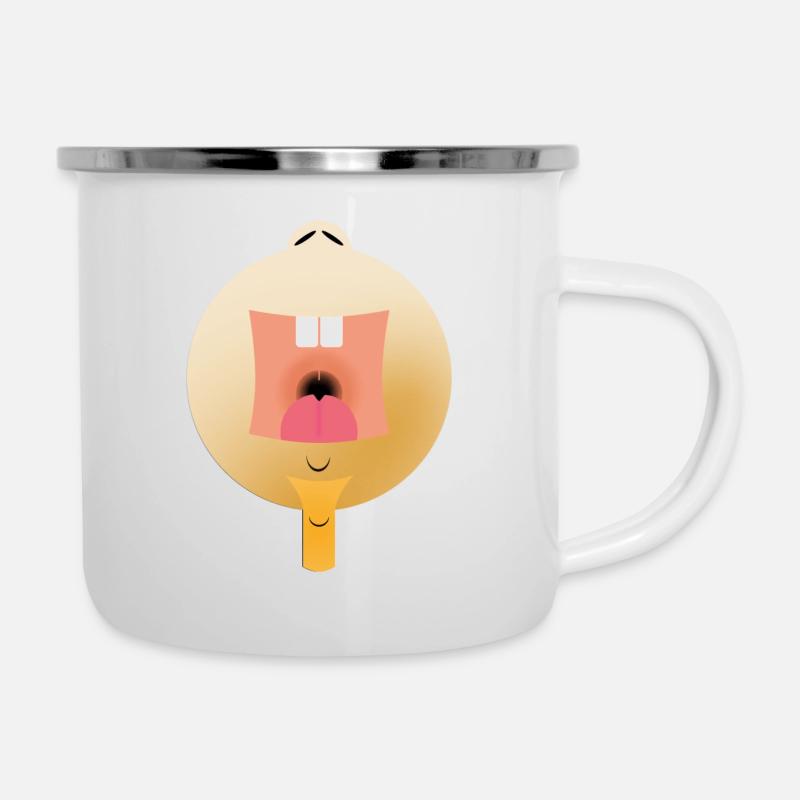 Lustiges Gesicht - Emaille-Tasse - Weiß