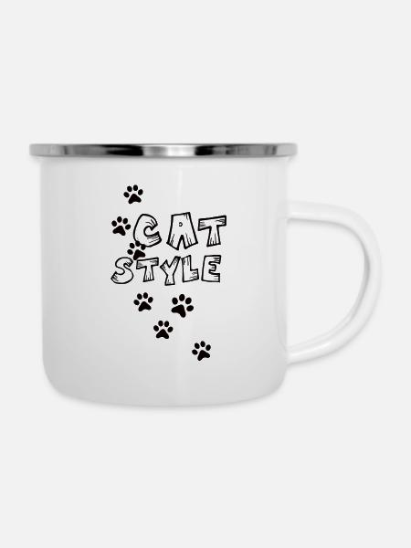 Cat Style - Emaille-Tasse - Weiß