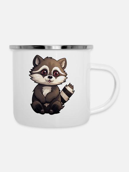 Waschbär - Emaille-Tasse - Weiß