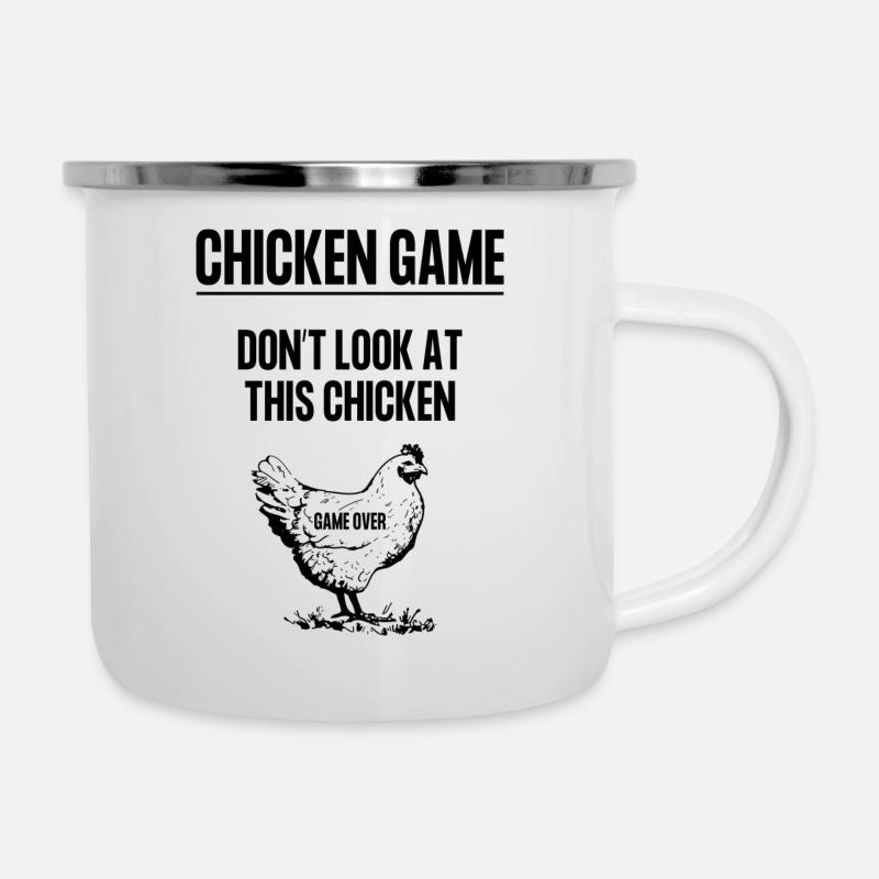 Jeu de poulet - Tasse émaillée - blanc
