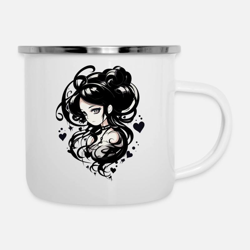 Anime Design - Emaille-Tasse - Weiß