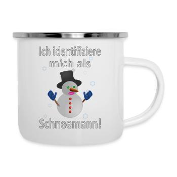 Schneemann Identität - Vers.1 - Emaille-Tasse - Weiß - Rechts
