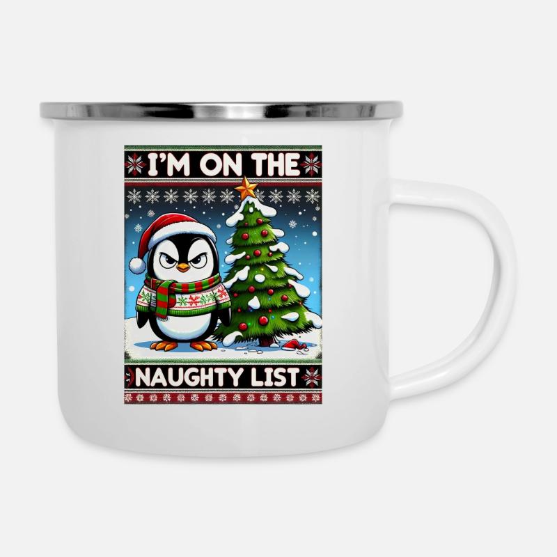 Anti Noël Grumpy Pingouin Noël Grouch - Tasse émaillée - blanc