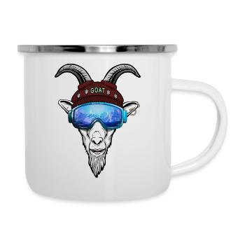 Ziege im Bergkleid lustig - Emaille-Tasse - Weiß - Rechts
