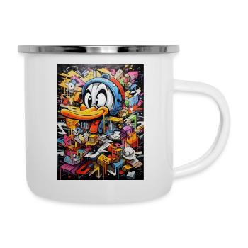Graffiti de canard - Tasse émaillée - blanc - Droite