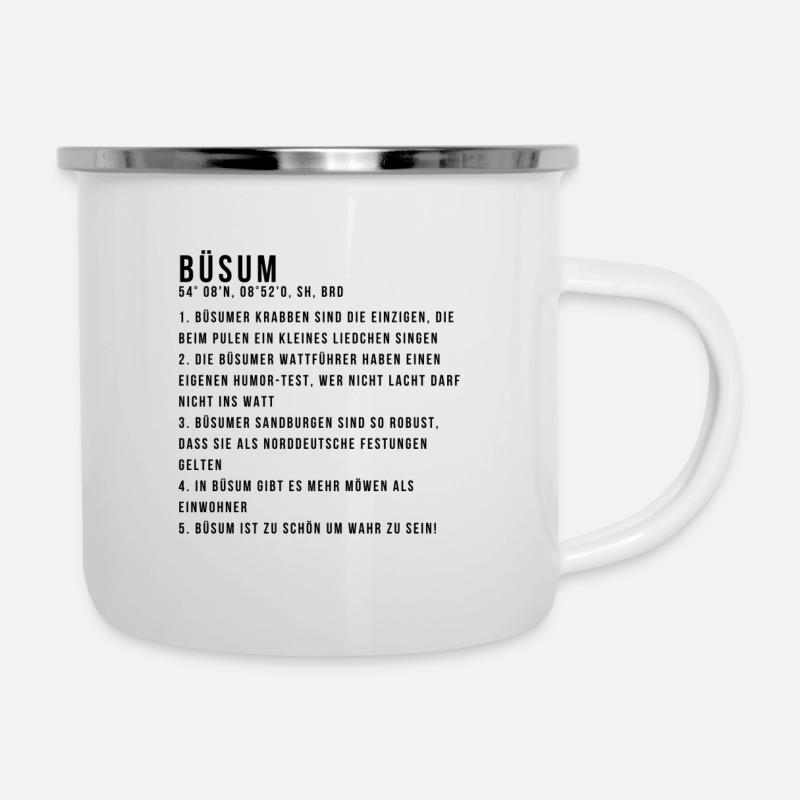 Büsum - Emaille-Tasse - Weiß