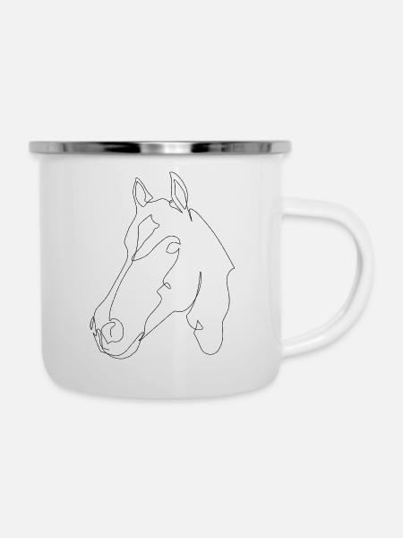 Pferdekopf Noah - Emaille-Tasse - Weiß