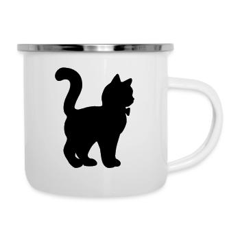 Gentleman-Katze - Emaille-Tasse - Weiß - Rechts