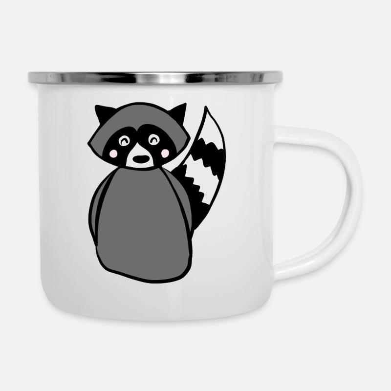 Waschbär - Emaille-Tasse - Weiß