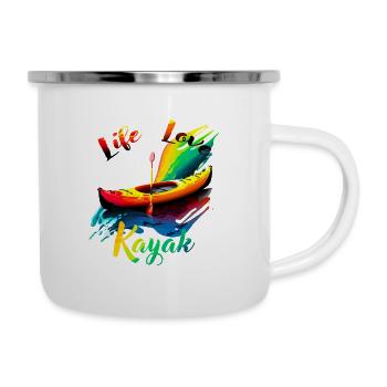 Life Love Kajak - Emaille-Tasse - Weiß - Rechts