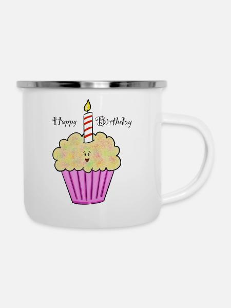 Cupcake - Emaille-Tasse - Weiß