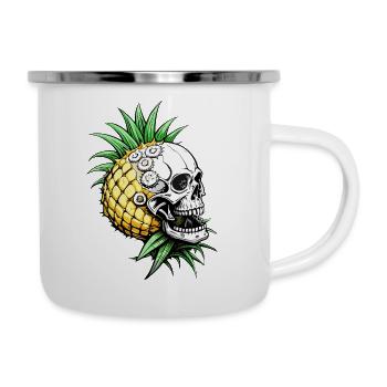 Pineapple Skull // Totenkopf Ananas Frucht FS0064 - Emaille-Tasse - Weiß - Rechts