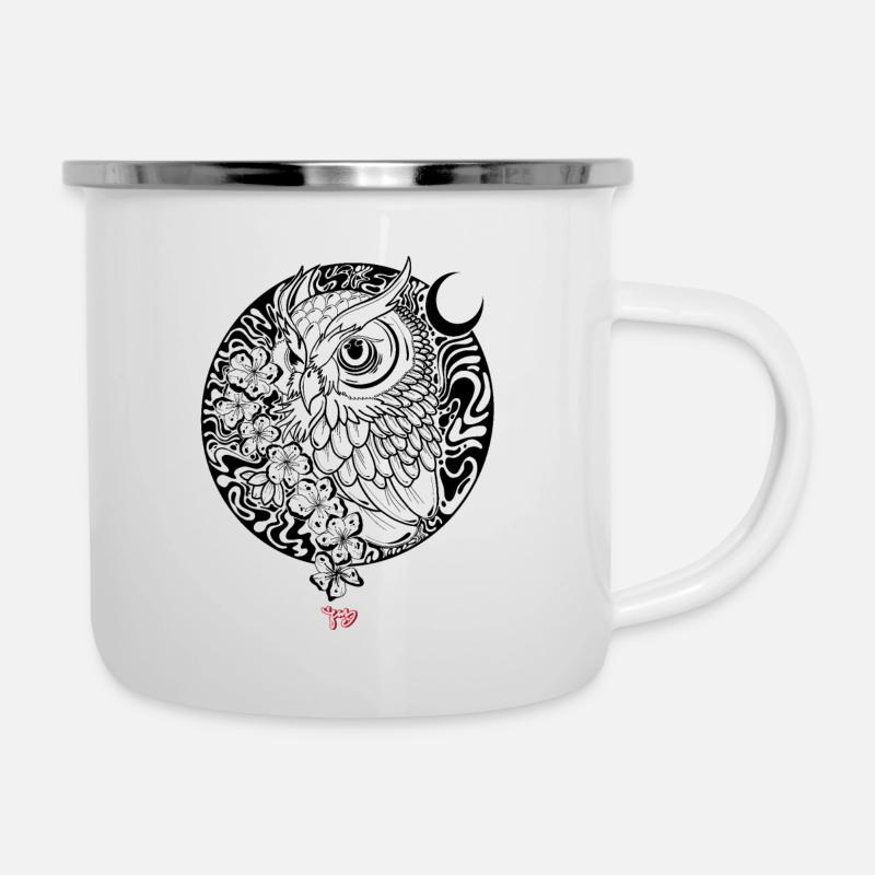 Eule - Emaille-Tasse - Weiß