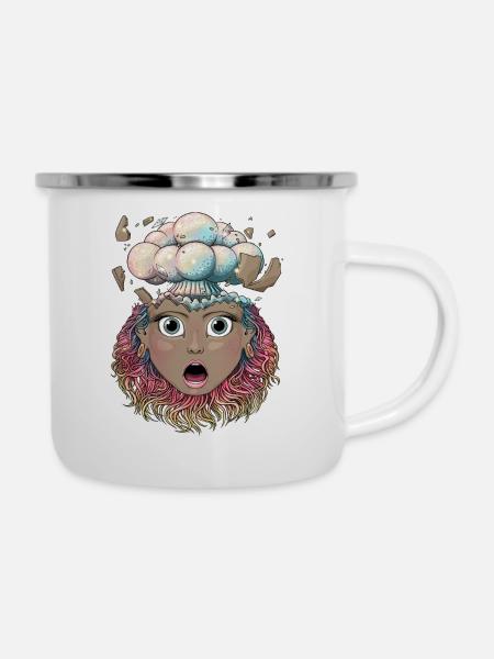 Reva Prisma explodierendes Kopfgesicht - Emaille-Tasse - Weiß