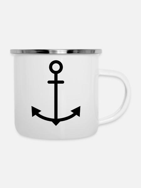 Anker - Emaille-Tasse - Weiß