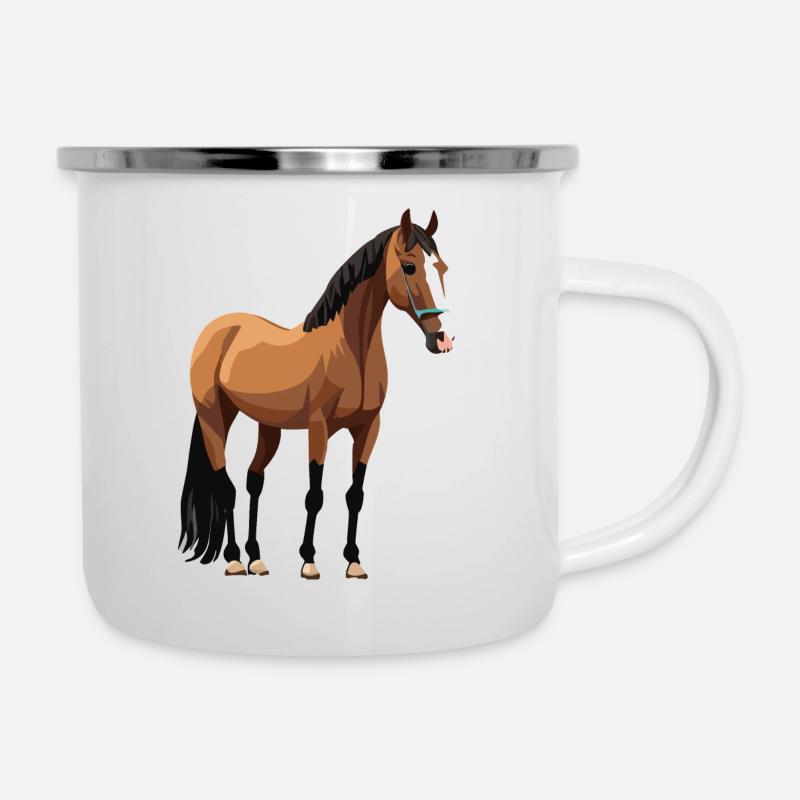 Pferd - Emaille-Tasse - Weiß