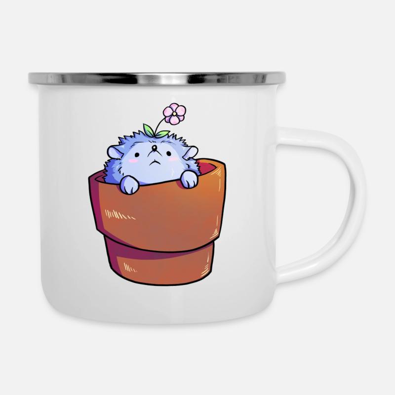 Hérisson Fleuri - Tasse émaillée - blanc