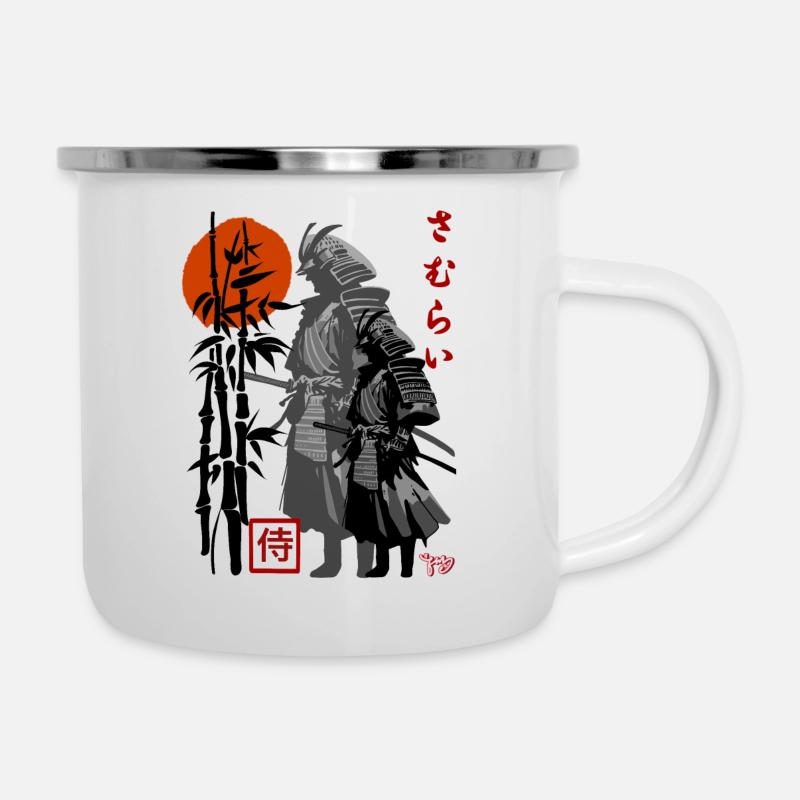 Samurai - Emaille-Tasse - Weiß
