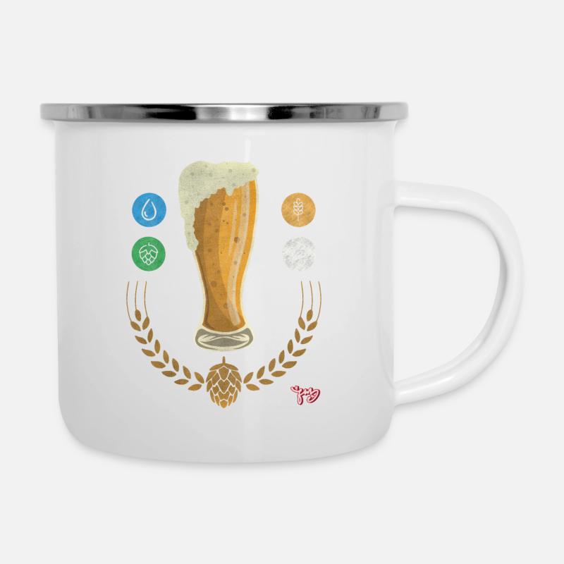 BIÈRE - Tasse émaillée - blanc
