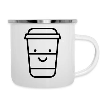 Kaffeebecher - Emaille-Tasse - Weiß - Rechts