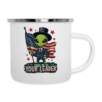 Alien Take Me To Your Leader USA Patriot - Tasse émaillée - blanc - Droite