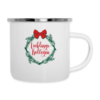 Lieblingskollegin Weihnachtsfeier Firma Kollegin - Emaille-Tasse - Weiß - Rechts