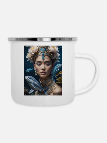 Ocean Godess - Emaille-Tasse - Weiß