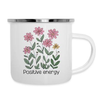 Positive Energy – Floral Inspiration Design - Emaille-Tasse - Weiß - Rechts