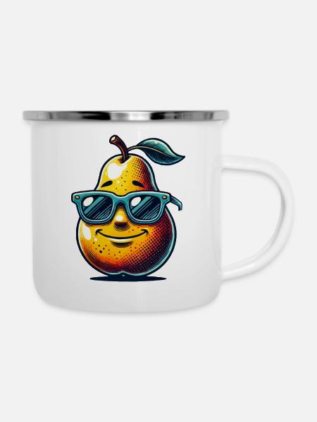 birne - Emaille-Tasse - Weiß