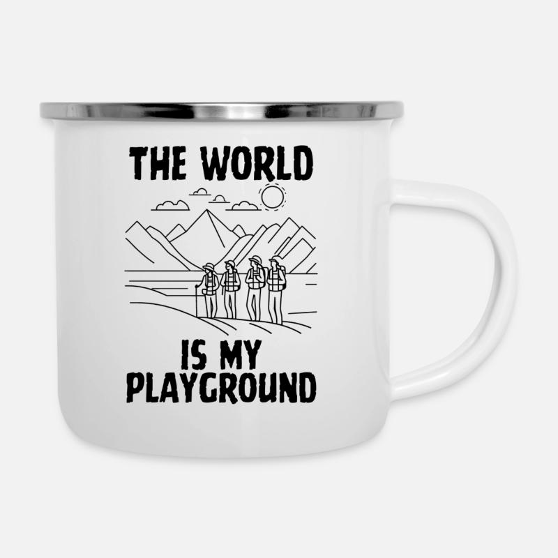 Le monde est mon terrain de jeu - Tasse émaillée - blanc
