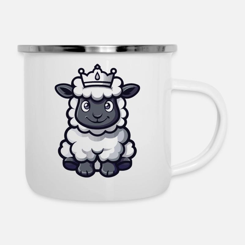 Sheep Cartoon Crown - Camper Mug - white