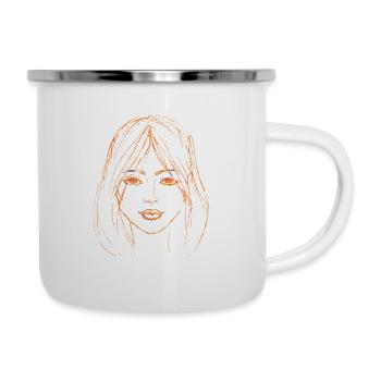 Illustration orange visage femme - Tasse émaillée - blanc - Droite