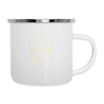 Woman face yellow illustration - Camper Mug - white - Right