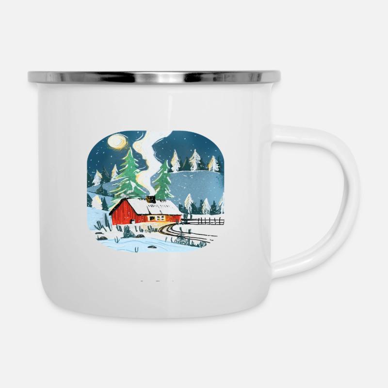 Winterlandschaft - Emaille-Tasse - Weiß