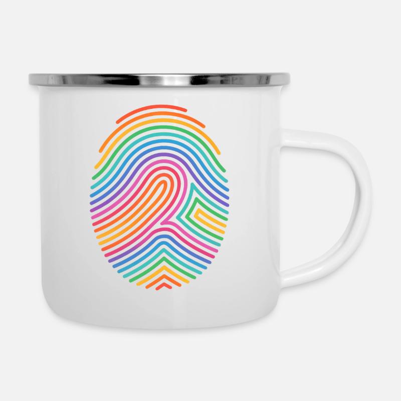 Rainbow Fingerprint Pattern - Camper Mug - white