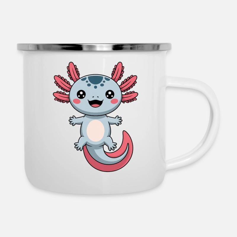 Axolotl Süß Comic - Emaille-Tasse - Weiß