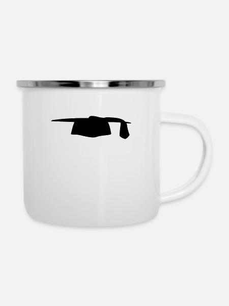 Doktorhut - Emaille-Tasse - Weiß