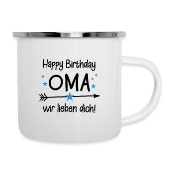 Happy Birthday Oma / Oma Geburtstag - Emaille-Tasse - Weiß - Rechts
