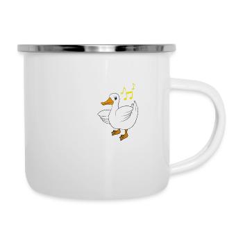 Ente tanzen Spruch Aus dem Weg ich muss tanzen! - Emaille-Tasse - Weiß - Rechts