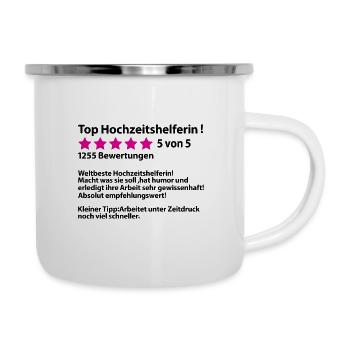 Hochzeitshelferin Dankeschön Danke Hochzeit Helfer - Emaille-Tasse - Weiß - Rechts