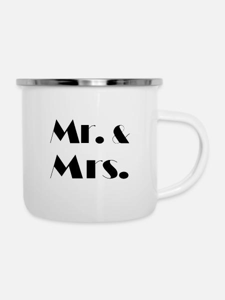 Mr. & Mrs. - Emaille-Tasse - Weiß