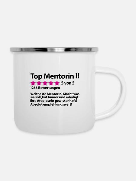 Mentorin Abschiedsgeschenk Dankeschön Grundschule - Emaille-Tasse - Weiß