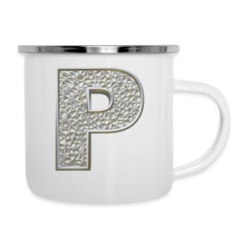 P, letter, letter P, initial, initial P, monogram, - Emaille-Tasse - Weiß - Rechts