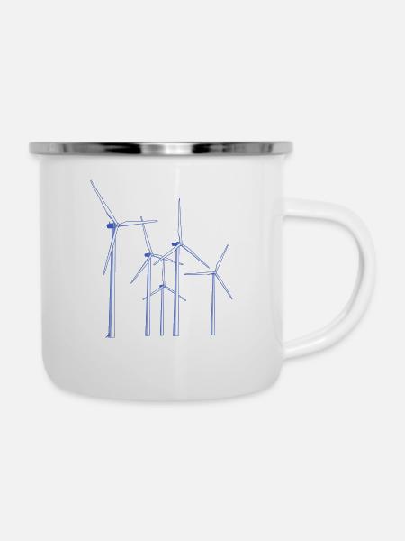 Windräder - Emaille-Tasse - Weiß