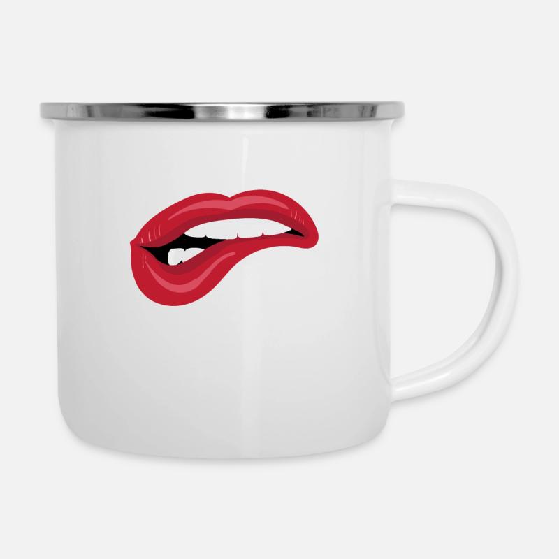 Biting Lips / Beißende Lippen - Emaille-Tasse - Weiß