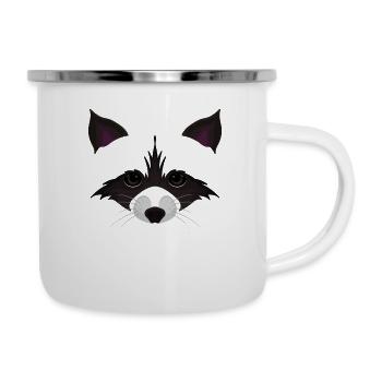 Süßes Waschbär Gesicht - Emaille-Tasse - Weiß - Rechts