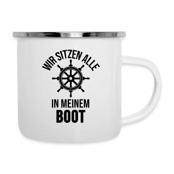 Motorboot Kapitän Boot Boote Seefahrt Geschenk - Emaille-Tasse - Weiß - Rechts
