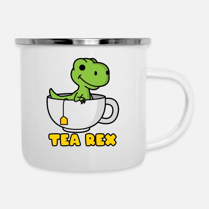 TEA REX - Emaille-Tasse - Weiß